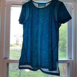 Medium blue  silky work out top.